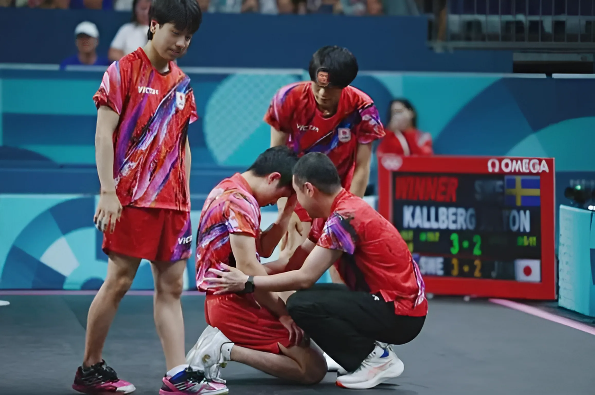 瑞典乒乓球队鏖战韩国乒乓球队，王皓送出助攻